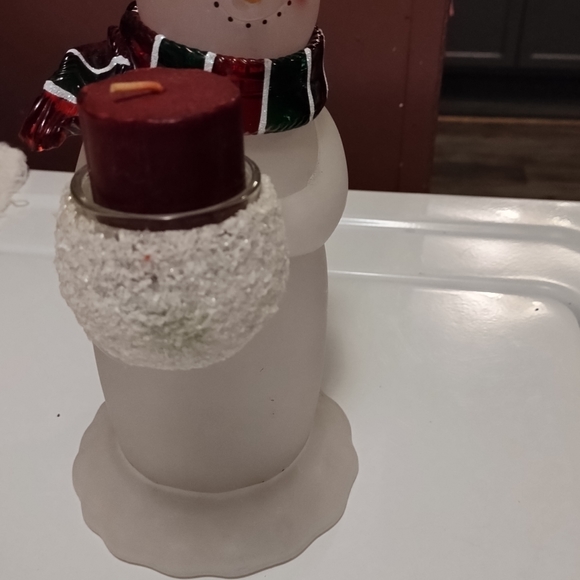 Snowman Votive Candle Holder With Colorful Hat And Scarf - Picture 5 of 8